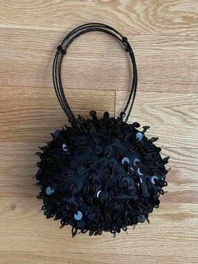 Black Sequin Round Evening Bag - Unbranded